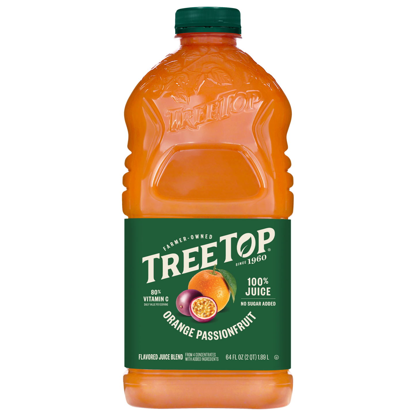 Tree Top Orange Passionfruit, 100% Juice, 80% Vitamin C, No sugar added, 64 FL OZ (2 QT) 1.89 L