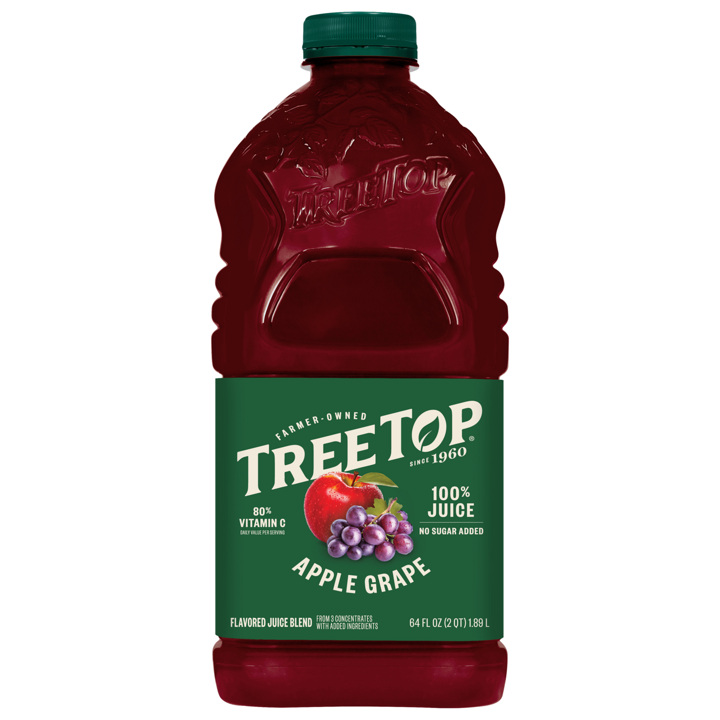 Tree Top Apple Grape Juice, 100% Juice, No sugar Added, 80% Vitamin C, Flavored Juice blend, From concentrate with added ingredients, 64 FL OZ (2 QT) 1.89 L
