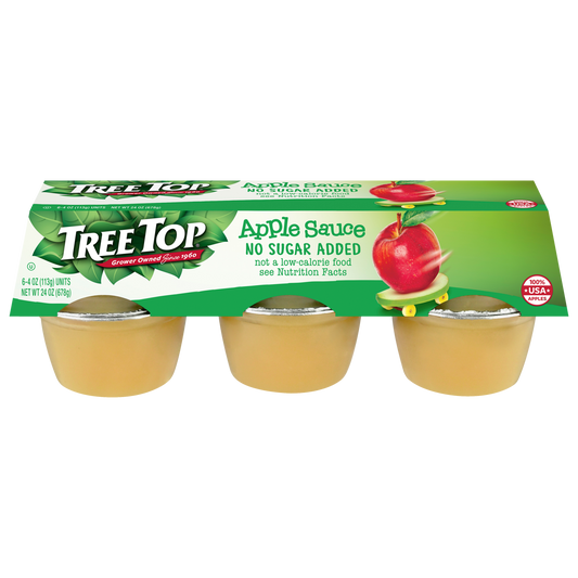 TREE TOP NO SUGAR ADDED APPLE SAUCE CUPS 4 OZ 6 PACK