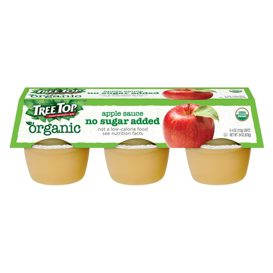 TREE TOP ORGANIC NO SUGAR ADDED APPLE SAUCE CUPS 4 OZ 6 PACK