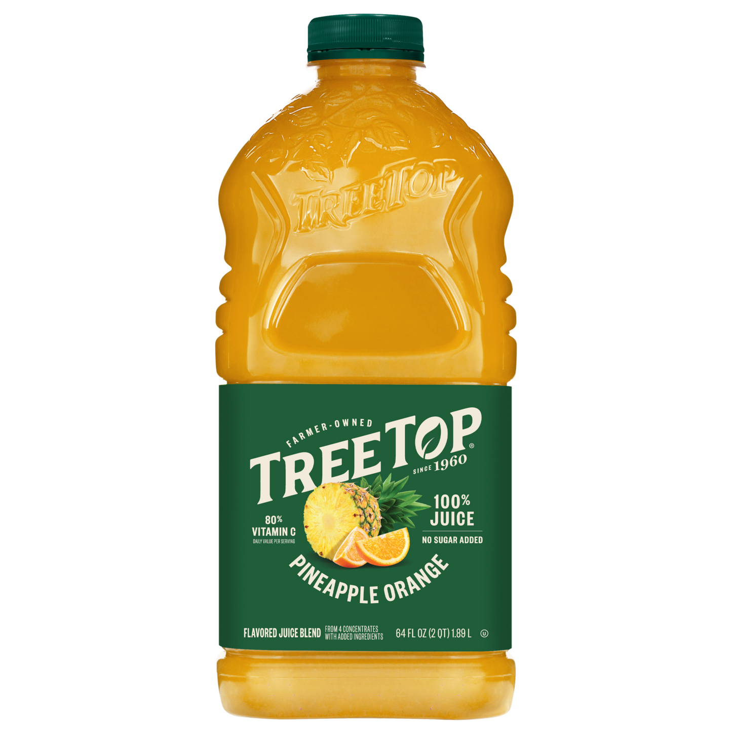 Tree Top Pineapple Orange Juice Blend, 100% Juice, 80% Vitamin C, No sugar added, 64 FL OZ (2 QT) 1.89 L