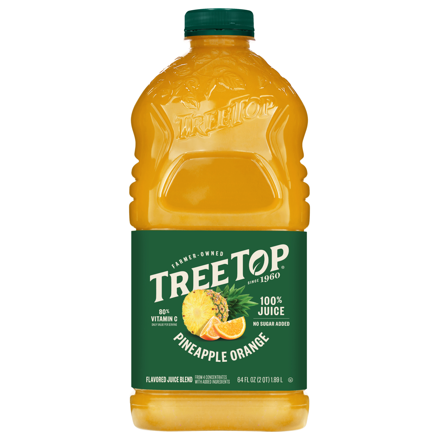 Tree Top Pineapple Orange Juice Blend, 100% Juice, 80% Vitamin C, No sugar added, 64 FL OZ (2 QT) 1.89 L