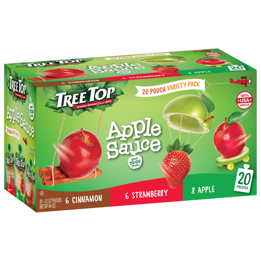 Tree Top Variety Pack Apple/Straw/Cinn Apple Sauce Pouches, 3.2 oz,  20 PACK