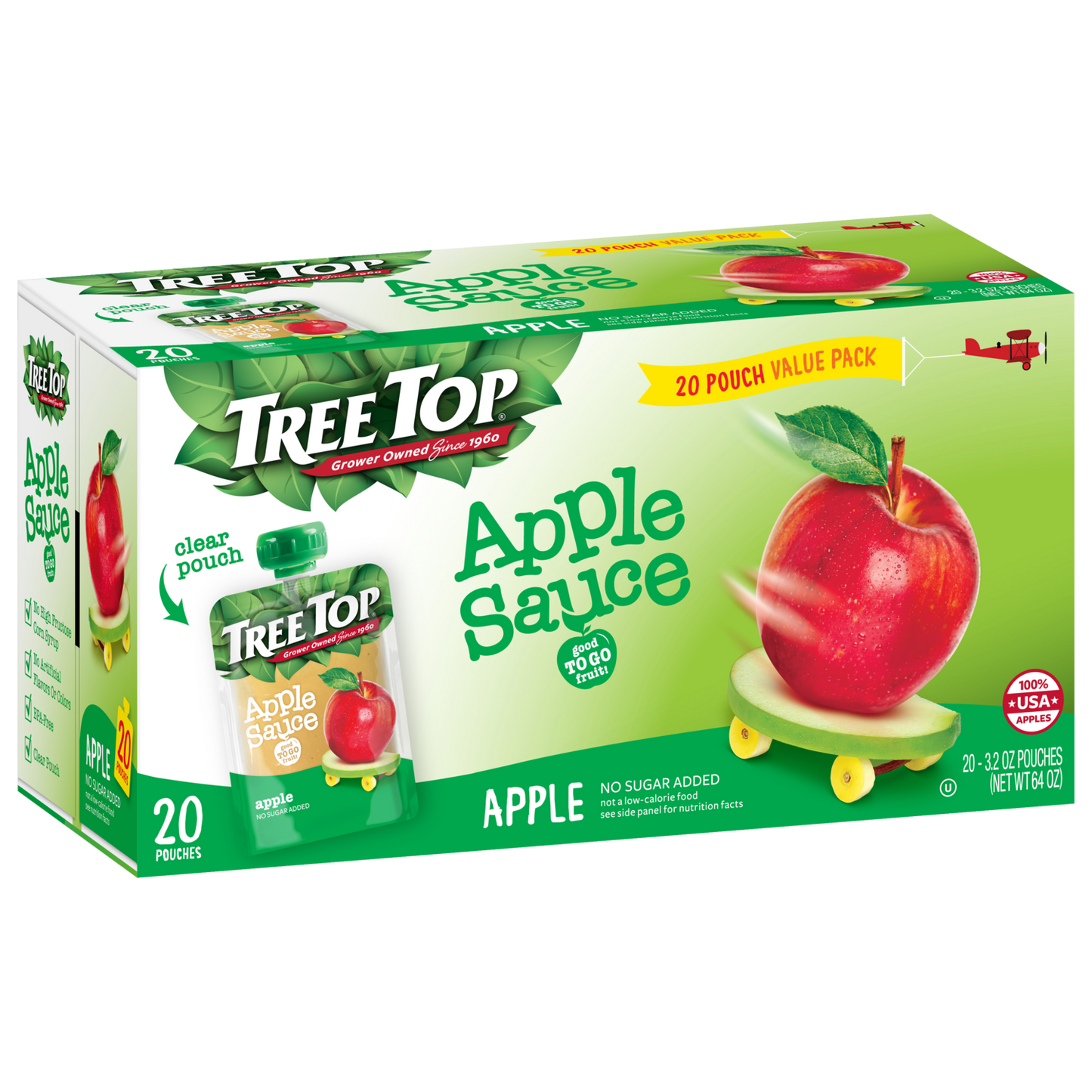 TREE TOP NO SUGAR ADDED APPLE SAUCE POUCHES 3.2 OZ 20 PACK