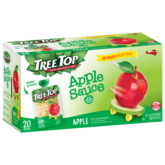 TREE TOP NO SUGAR ADDED APPLE SAUCE POUCHES 3.2 OZ 20 PACK