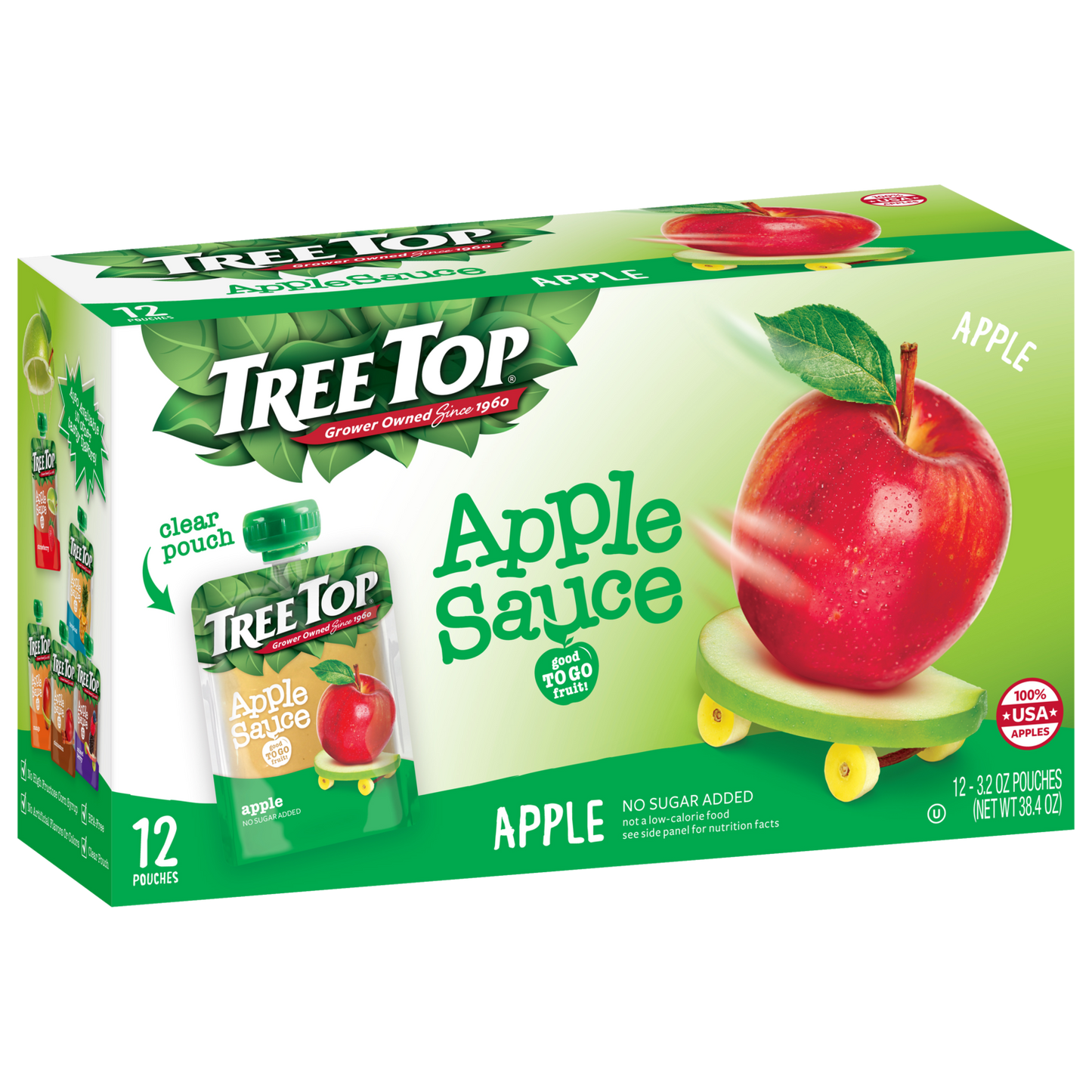 TREE TOP NO SUGAR ADDED APPLE SAUCE POUCHES 3.2 OZ 12 PACK