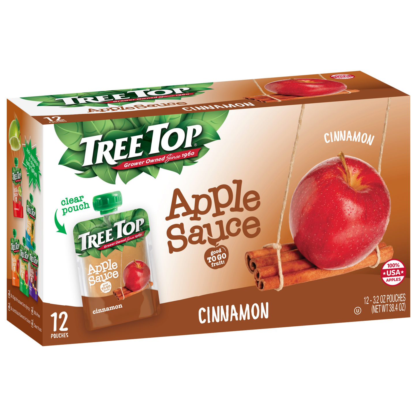 TREE TOP CINNAMON APPLE SAUCE POUCHES 3.2 OZ 12 PACK