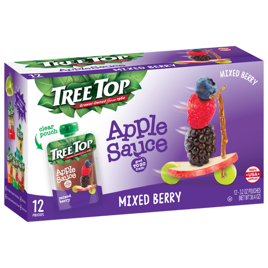 TREE TOP MIXED BERRY APPLE SAUCE POUCHES 3.2 OZ 12 PACK