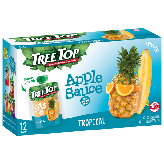 TREE TOP TROPICAL APPLE SAUCE POUCHES 3.2 OZ 12 PACK