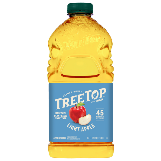 Tree Top Light Apple Juice, Made with plant based sweetener, 45 calories per serving, From Concentrate with added ingredients, 64 FL OZ (2 QT) 1.89 L