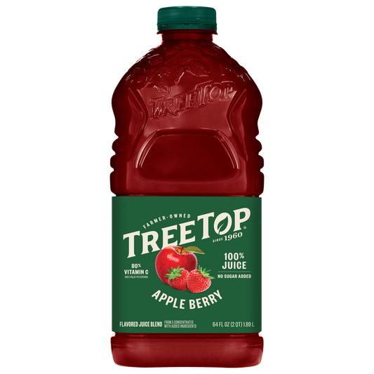 Tree Top Apple Berry Juice, 100% Juice, No sugar added, 80% Vitamin C, Flavored Juice Blend, 64 FL OZ (2 QT) 1.89 L