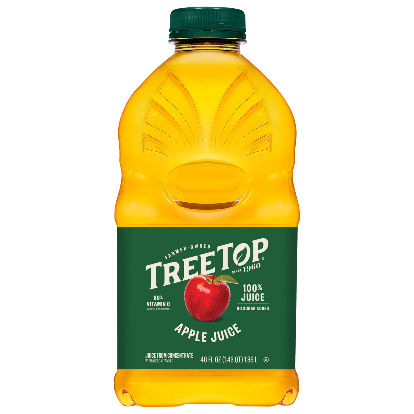 Tree Top Apple Juice, 100% Juice, No sugar added, 80% Vitamin C, Juice from concentrate, 46 FL OZ (1.43 QT) 1.36 L