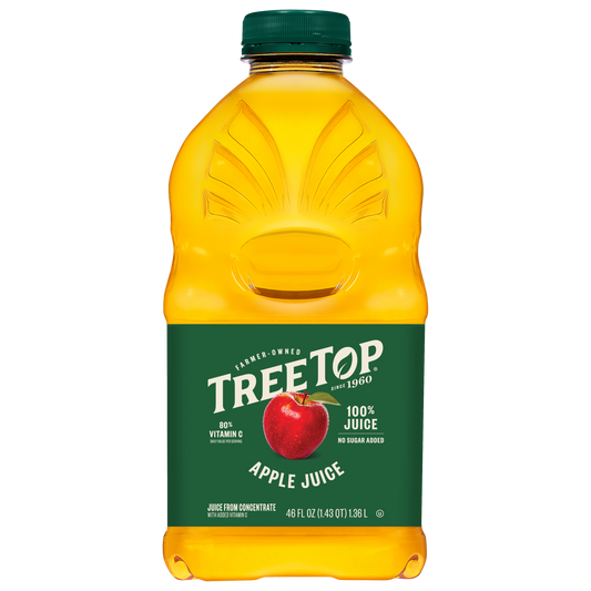 Tree Top Apple Juice, 100% Juice, No sugar added, 80% Vitamin C, Juice from concentrate, 46 FL OZ (1.43 QT) 1.36 L