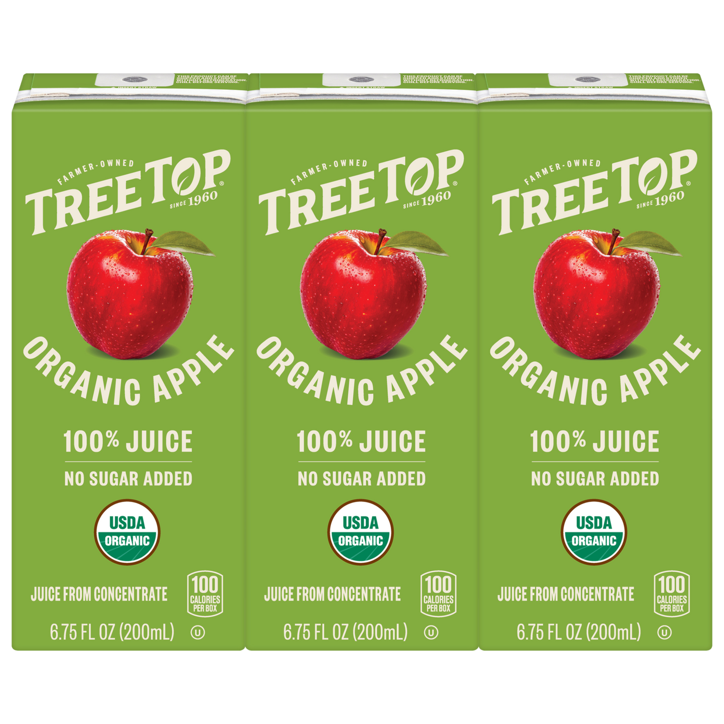 Tree Top Organic Apple Juice, 100% Juice, No sugar added, USDA Organic, 3 CT of 6.75 FL OZ
