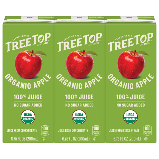 Tree Top Organic Apple Juice, 100% Juice, No sugar added, USDA Organic, 3 CT of 6.75 FL OZ
