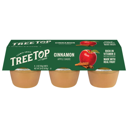 Tree Top Apple Sauce, No sugar added, 6 units of 4 OZ units, Made with real fruit, Net WT 24 OZ, Rich in Vitamin C