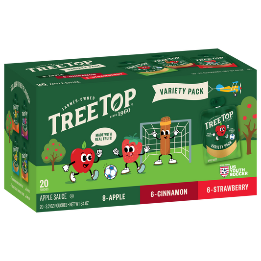 Tree Top Variety Pack (Apple, Cinnamon, Strawberry) Apple Sauce, 20 Pouches of 3.2 OZ Pouches, Net WT 64 OZ