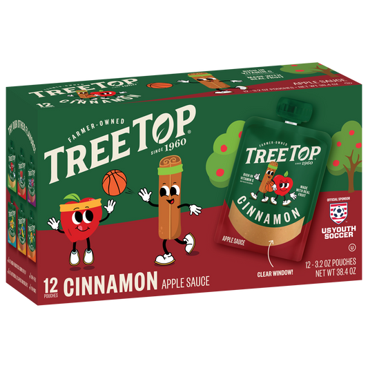 Tree Top Apple Cinnamon Sauce, Rich in Vitamin C, Made with real fruit, 12 Pouches of 3.2 OZ Pouches, Net WT 38.4 OZ