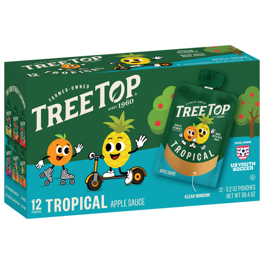 Tree Top Tropical Apple Sauce, 12 Pouches of 3.2 OZ Pouches, Net WT 38.4 OZ
