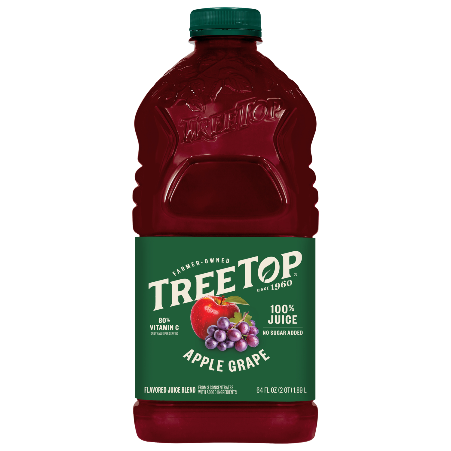 Tree Top Apple Grape Juice, 100% Juice, No sugar Added, 80% Vitamin C, Flavored Juice blend, From concentrate with added ingredients, 64 FL OZ (2 QT) 1.89 L