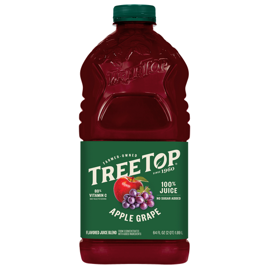Tree Top Apple Grape Juice, 100% Juice, No sugar Added, 80% Vitamin C, Flavored Juice blend, From concentrate with added ingredients, 64 FL OZ (2 QT) 1.89 L