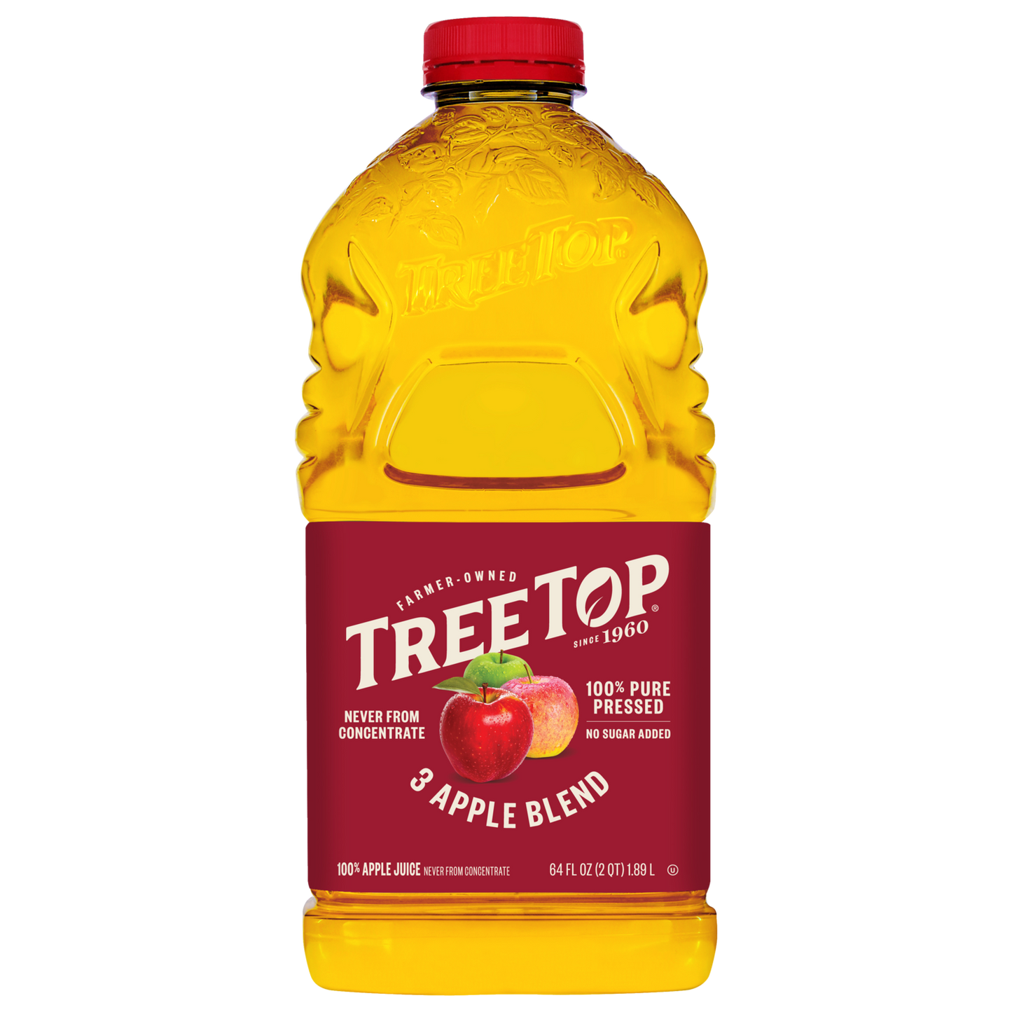 Tree Top 3 Apple Blend Juice, Never from concentrate, 100% Pure Pressed, No sugar added, 100% Apple Juice, 64 FL OZ (2 QT) 1.89 L