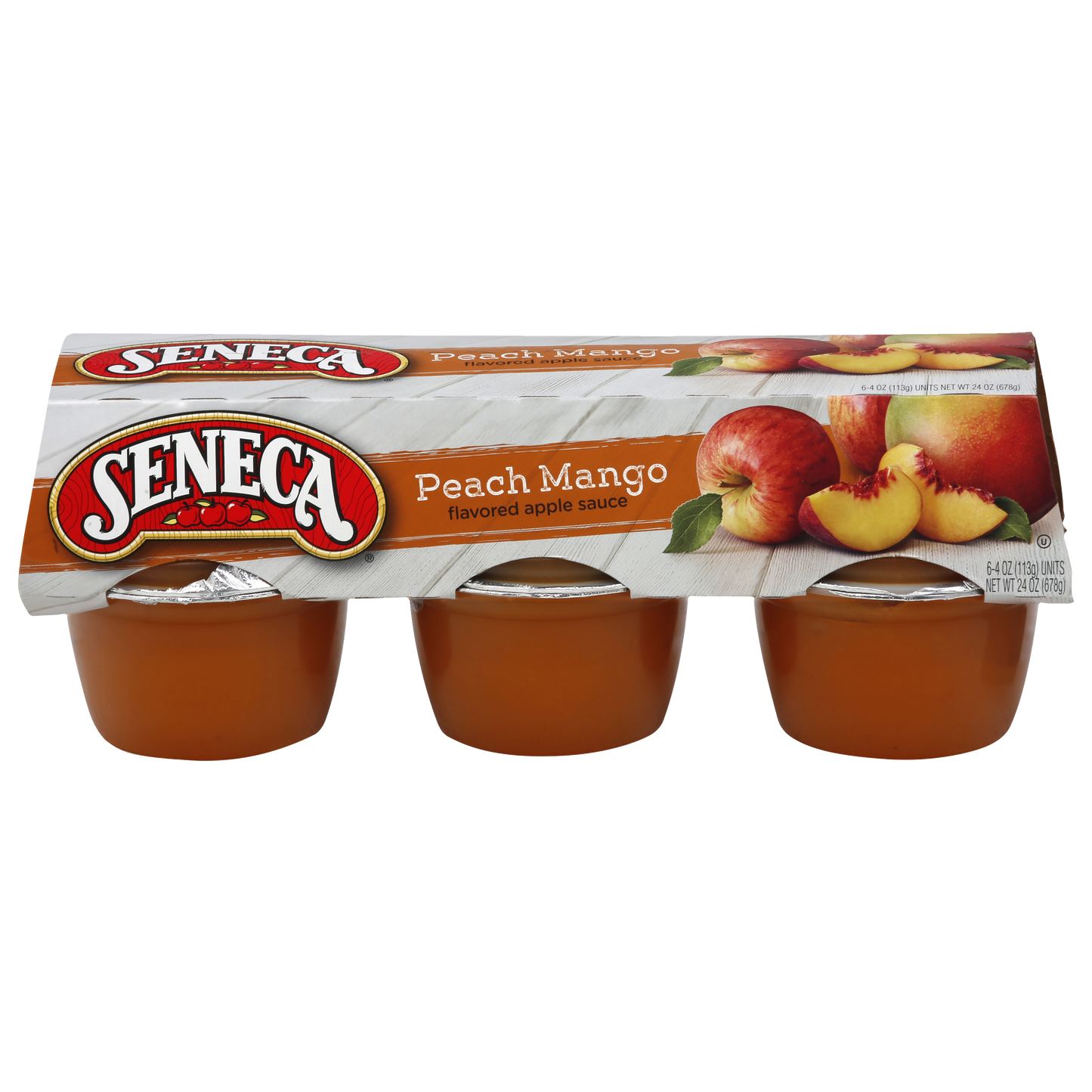 SENECA PEACH MANGO APPLE SAUCE CUPS 4 OZ 6 PACK